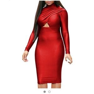 Sexy High collared fitted bodycon dress